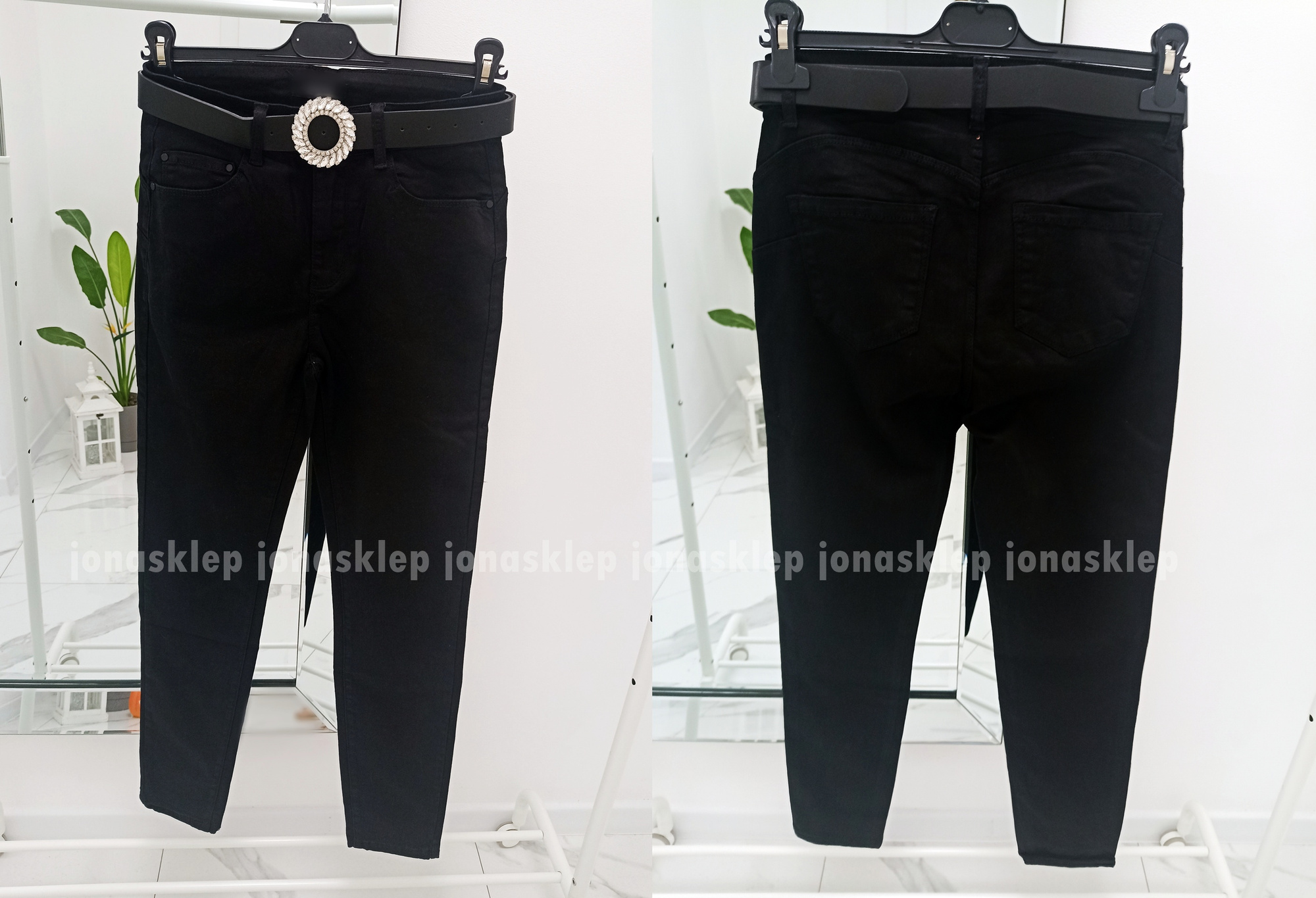 Czarne jeansy damskie BLACK push up PLUS SIZE 