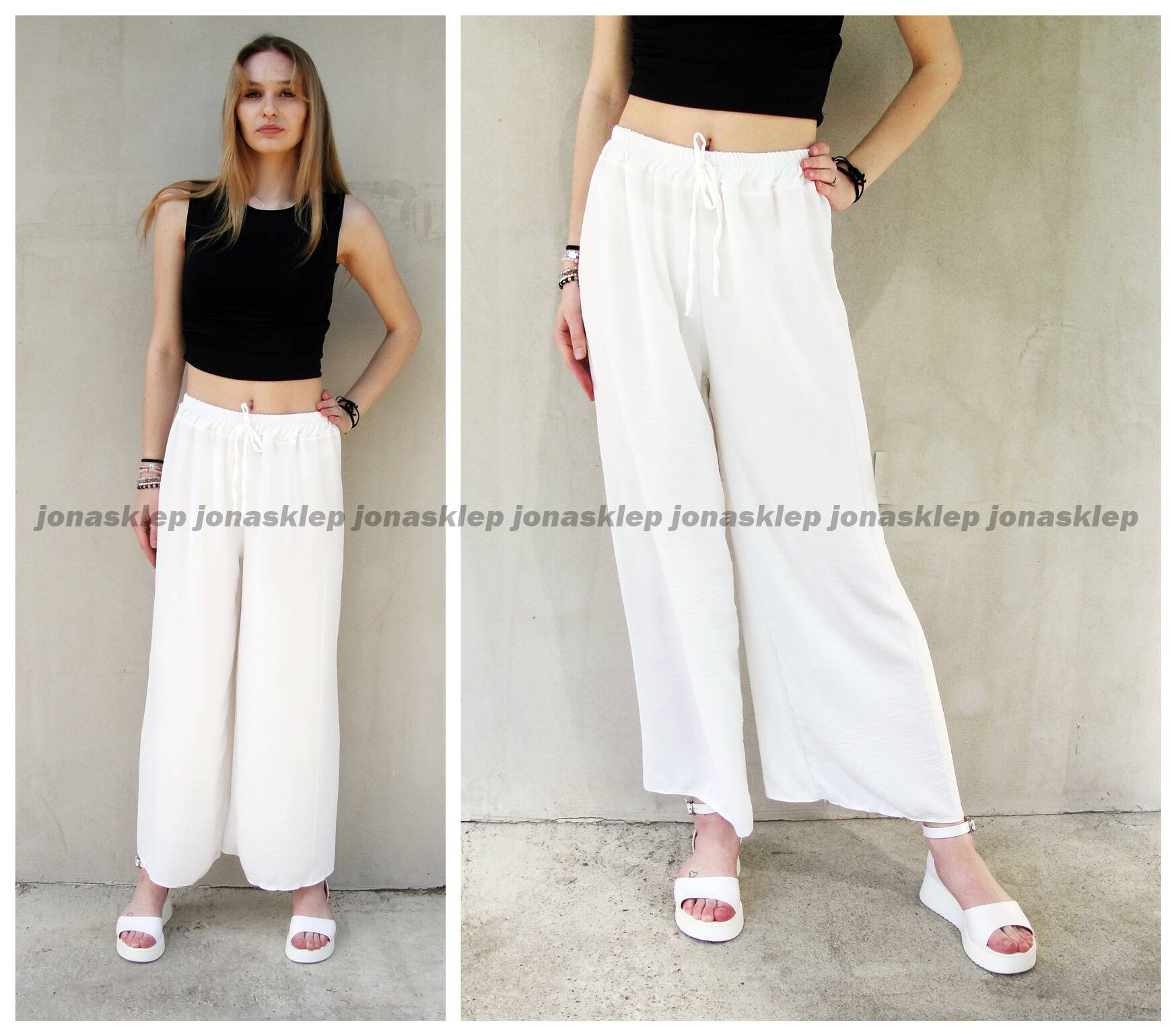 eleganckie BIAŁE luźne spodnie white