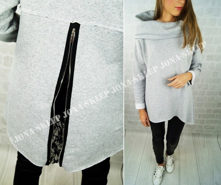 GRAY JASNA BLUZA ZAMEK ZIP HOT KAPTUR