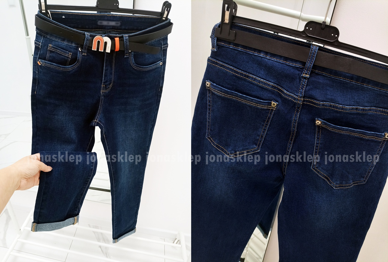 Ciemne spodnie MOM FIT dark PLUS SIZE pasek