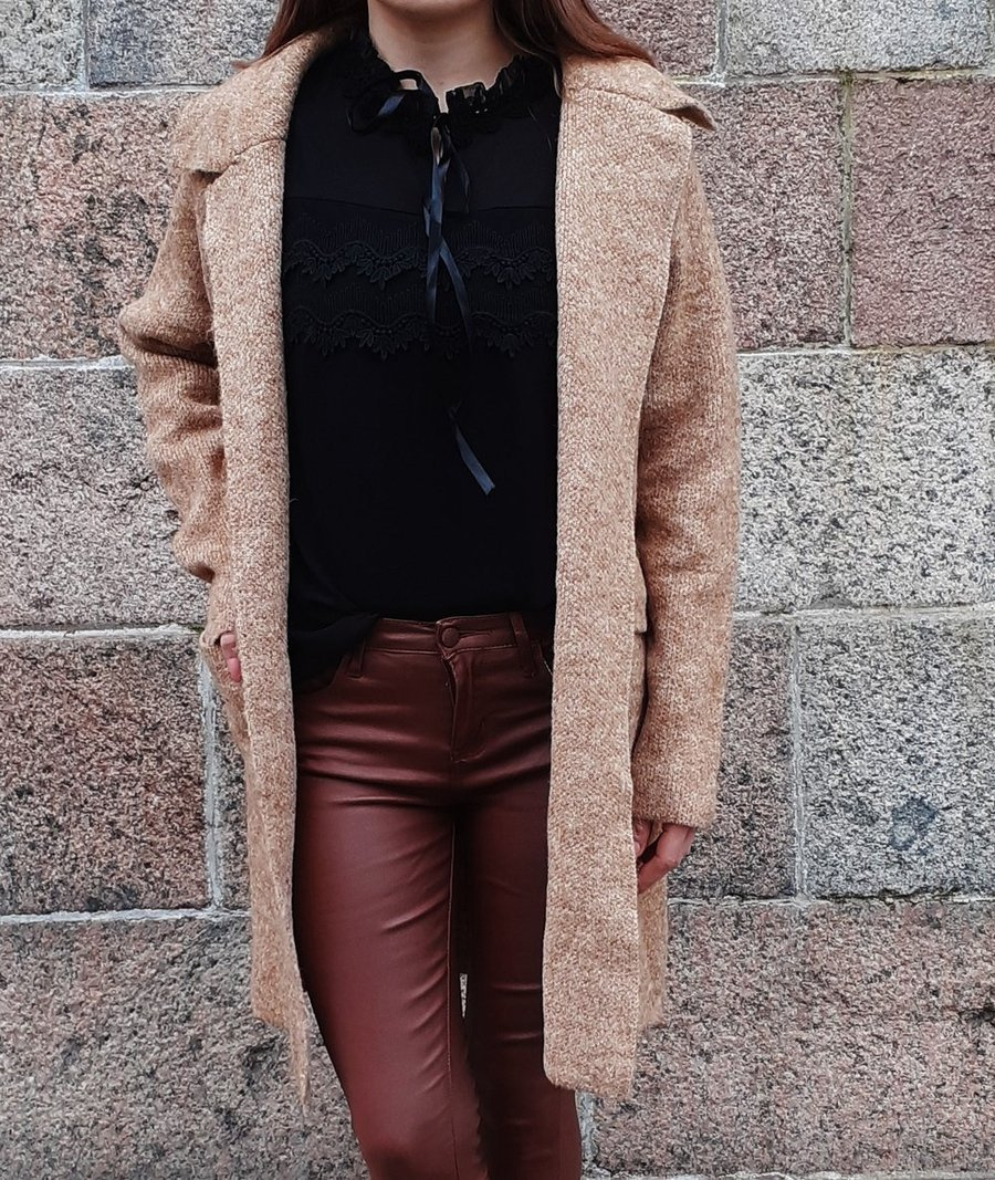 HOT! SAFARI PŁASZCZ BRĄZ WEŁNA camel