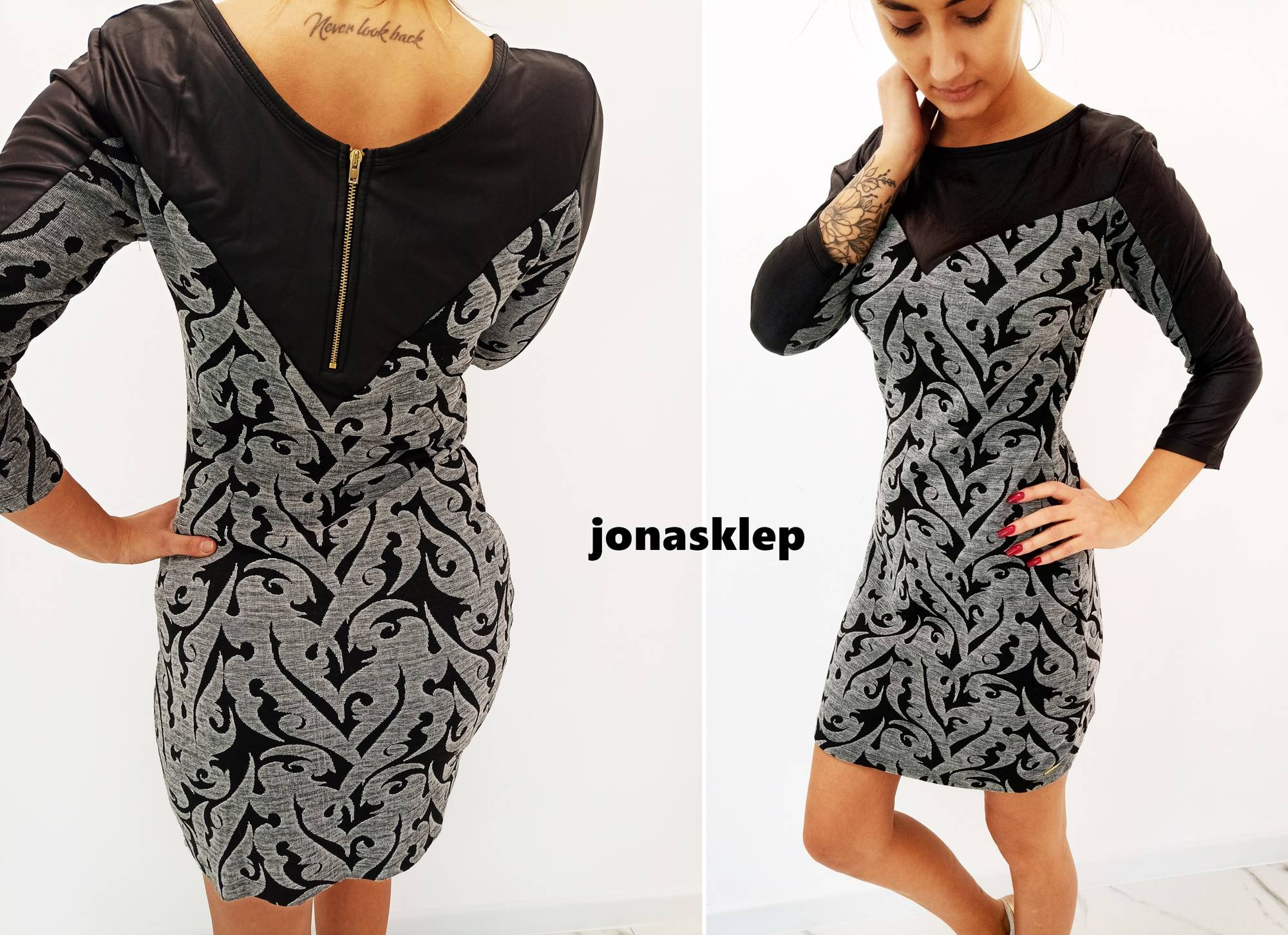 SEXY TREND SUKIENKA WZORY SKÓRA ZAMEK FIT