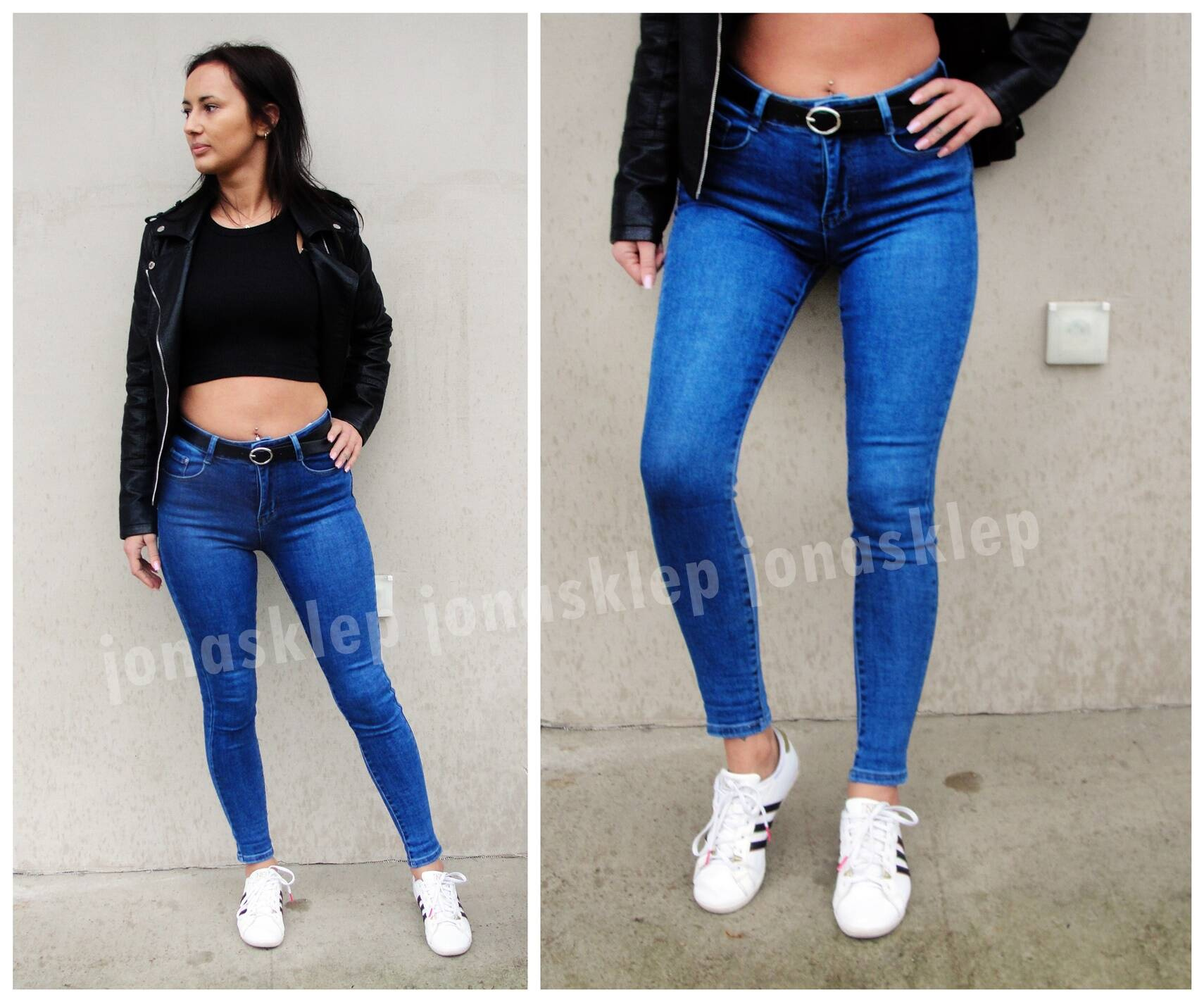 Jeansy damskie RURKI ciemne PUSH UP
