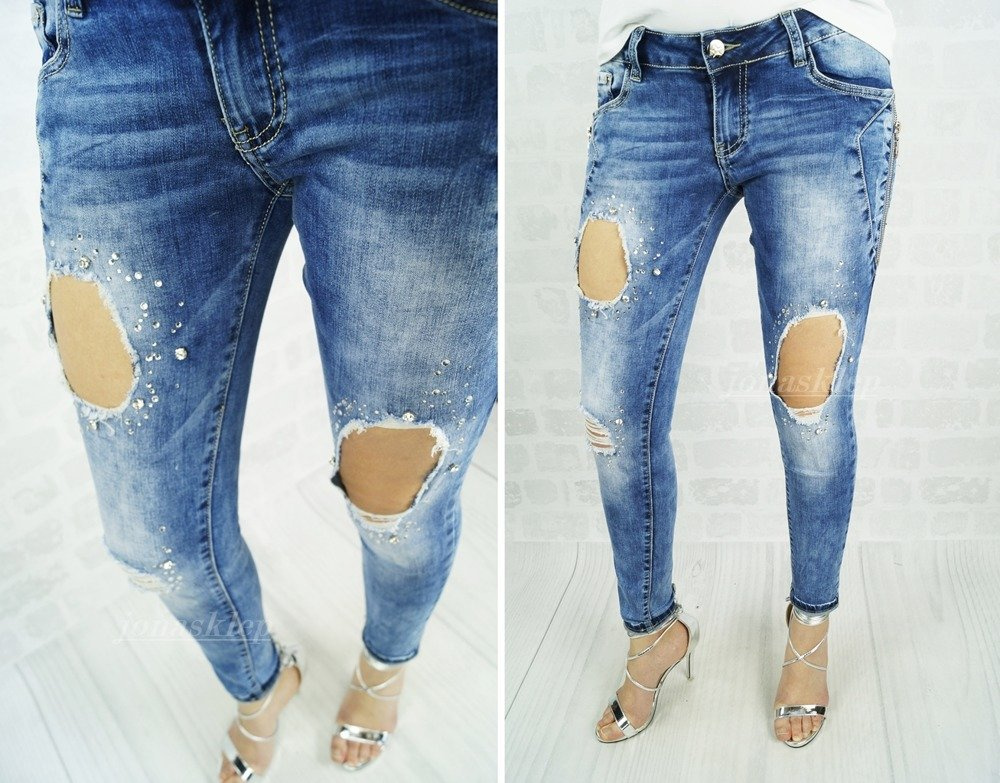 cygaretki JEANS DŻETY DZIURY zamki biodra