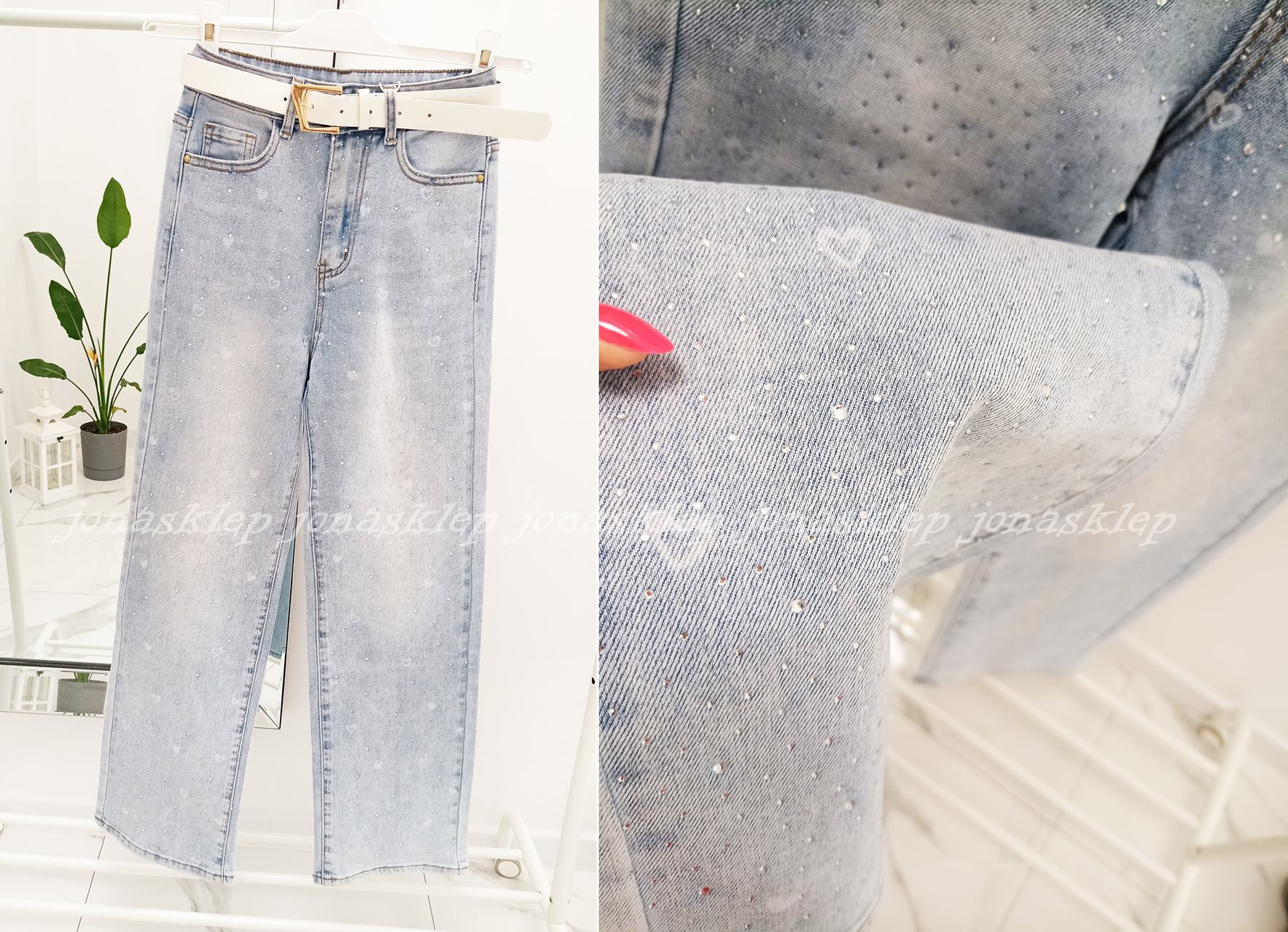 LOOSE FIT z cyrkoniami JASNE szerokie shine