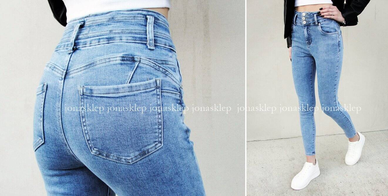 JASNE high waist jeans slim fit rurki PUSH UP