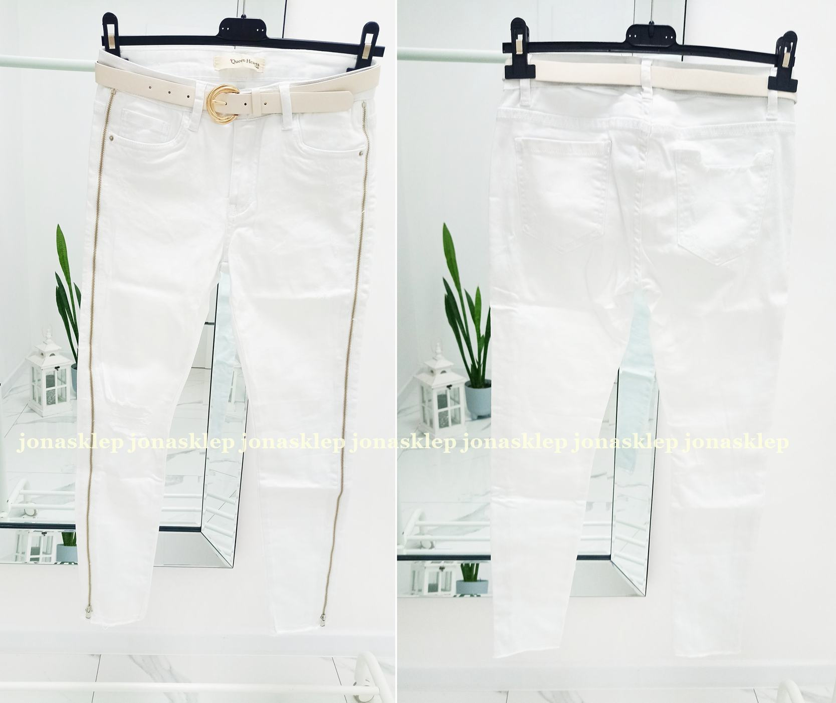 BIAŁE RURKI SLIM FIT Zamek ZIP 