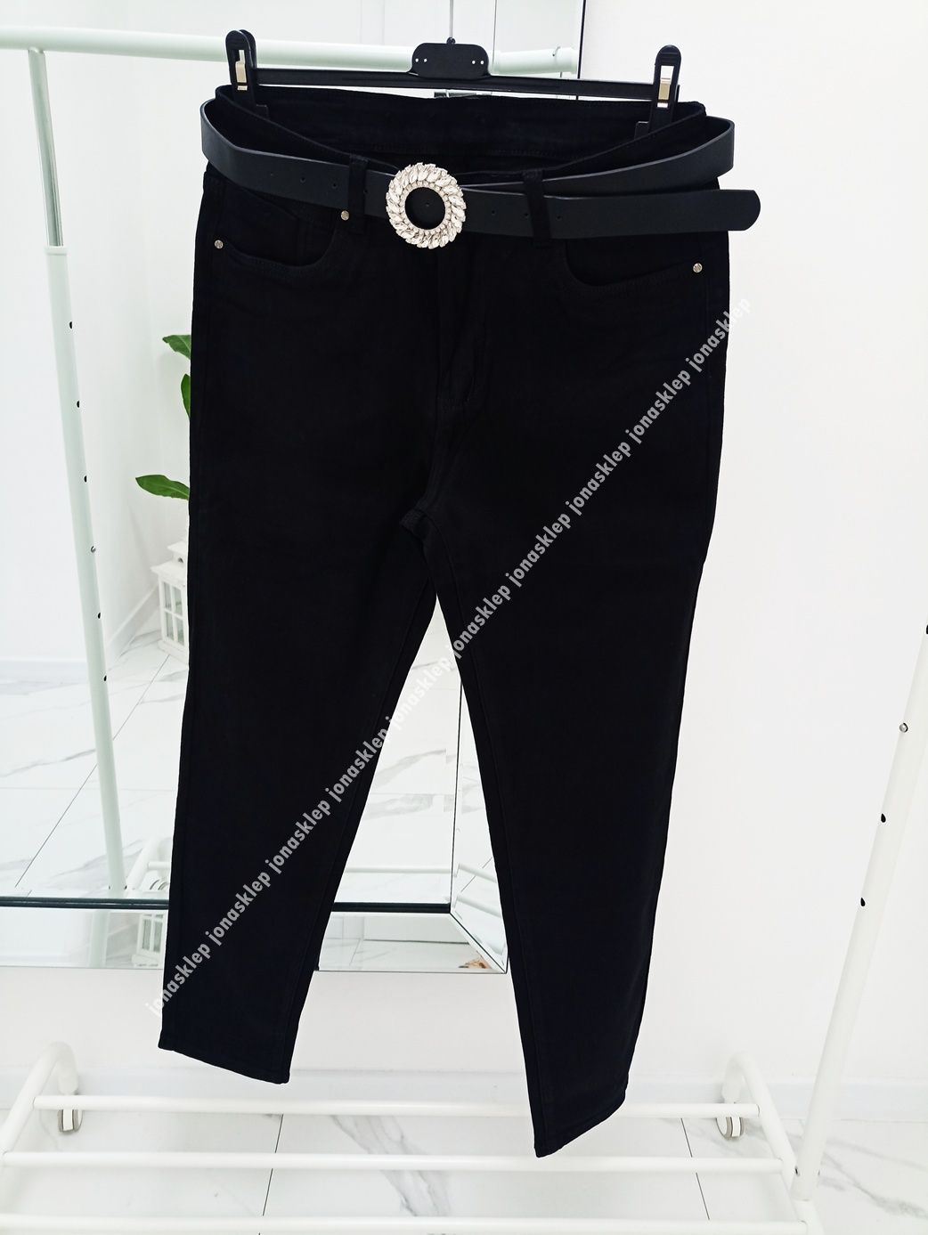 Czarne jeansy damskie BLACK mom fit PLUS SIZE 