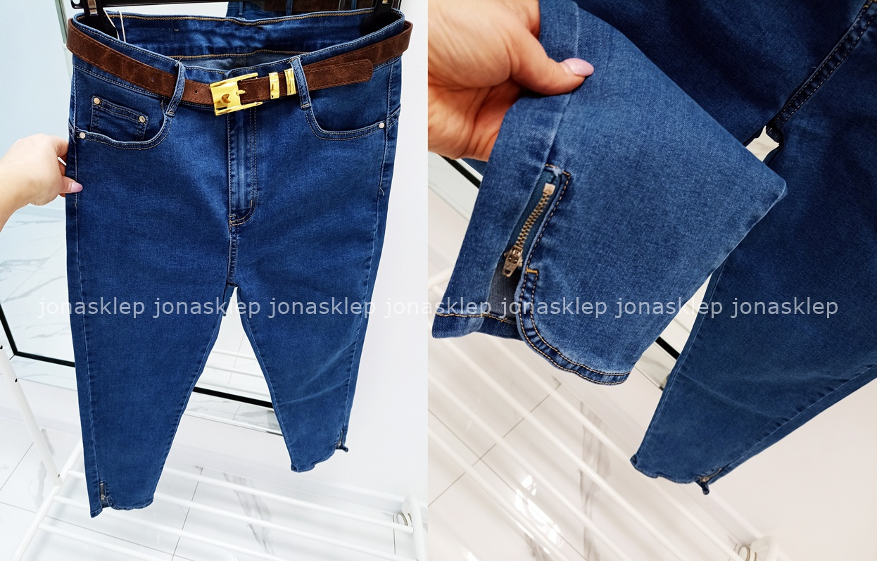 Spodnie jeans SLIM FIT zamki ZIP dark PLUS SIZE 