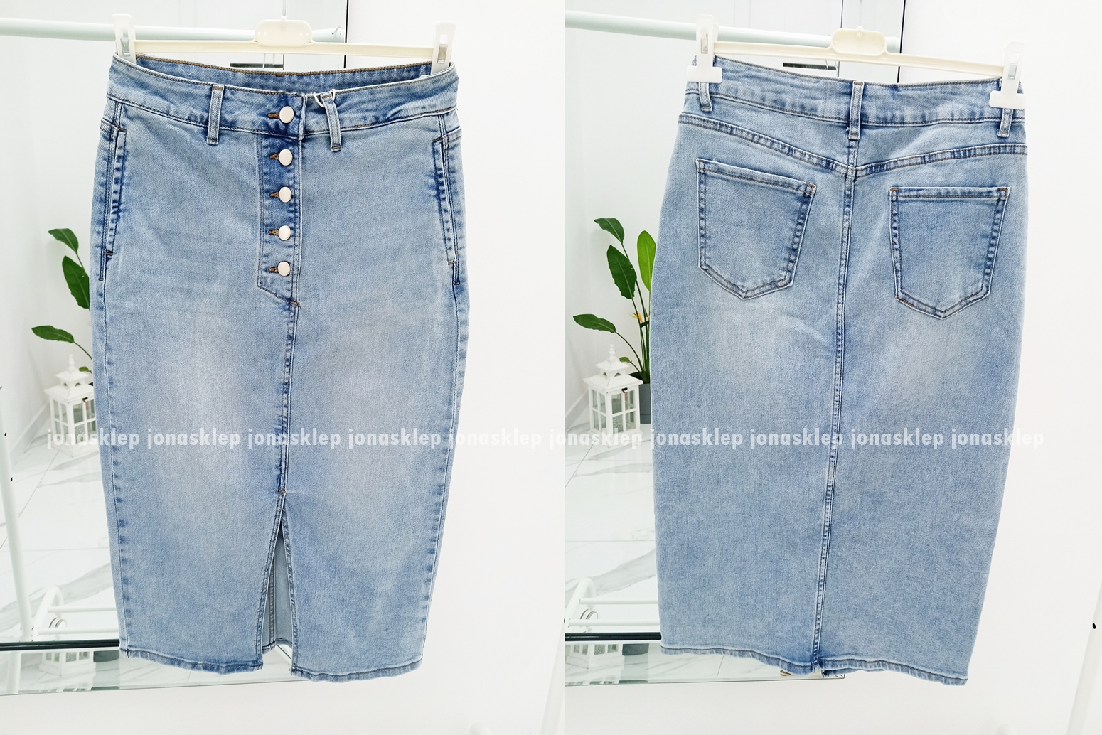 Elegancka Spódnica guziki MAXI MIDI rozporek PLUS SIZE