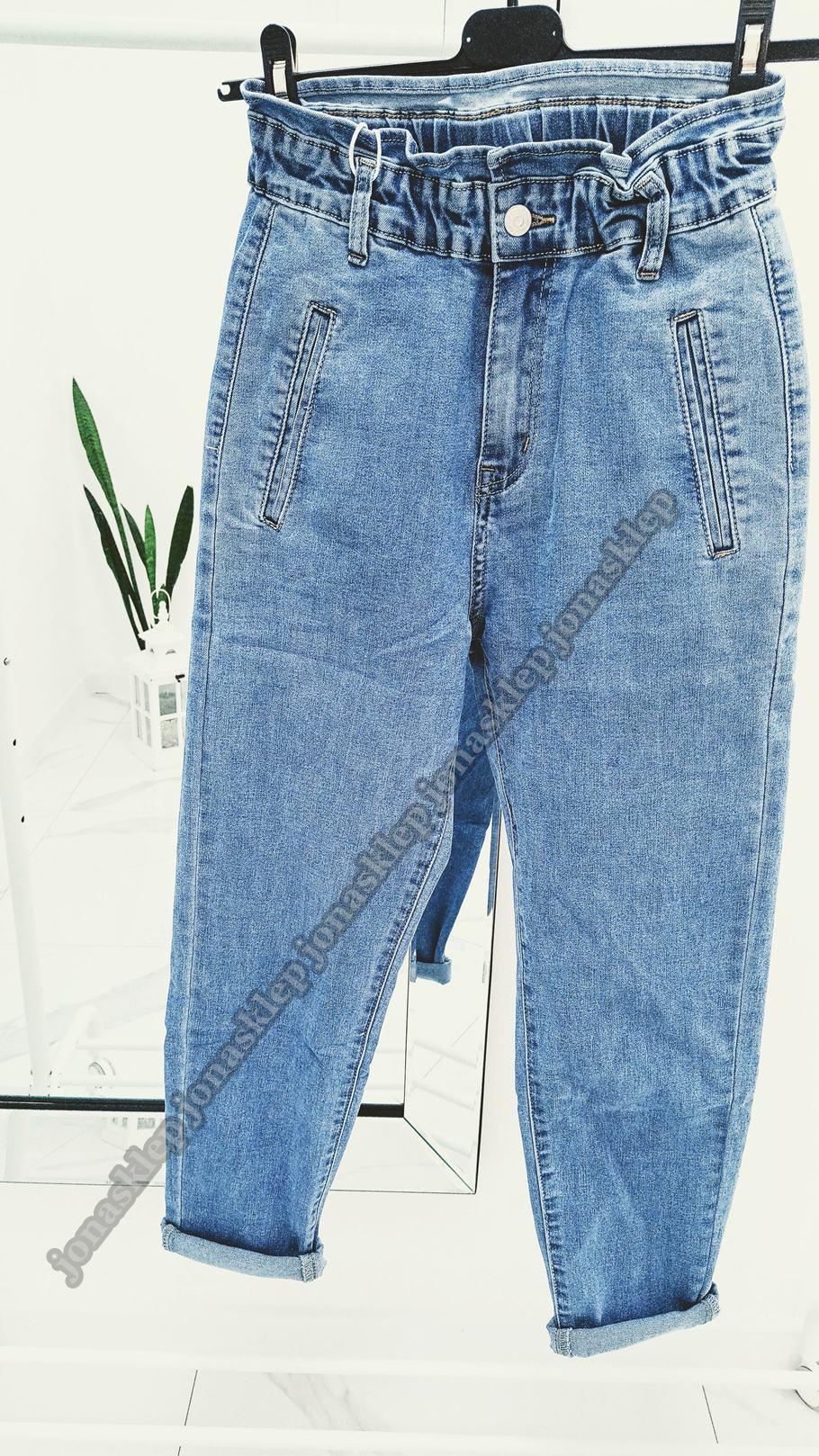BAGGY JEANS falbanka jasne new look LUŹNE