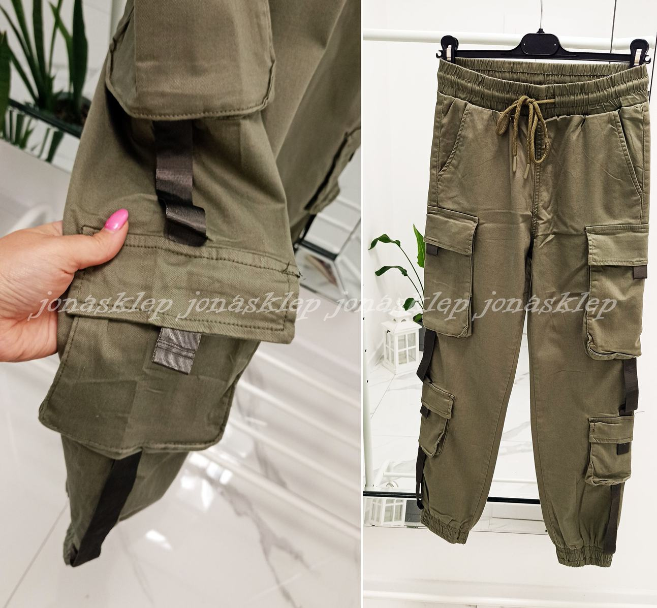 NEW STYLE khaki bojówki gumka CARGO