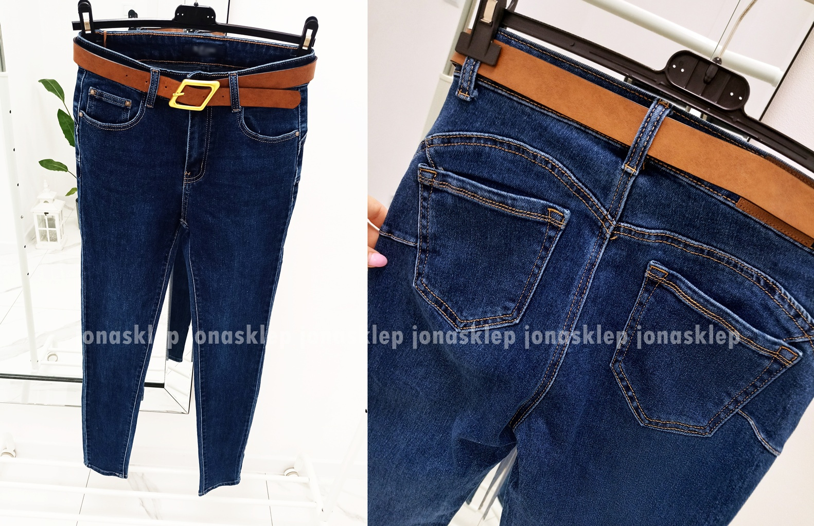 Jeansy DAMSKIE rurki push up blue dark PLUS SIZE