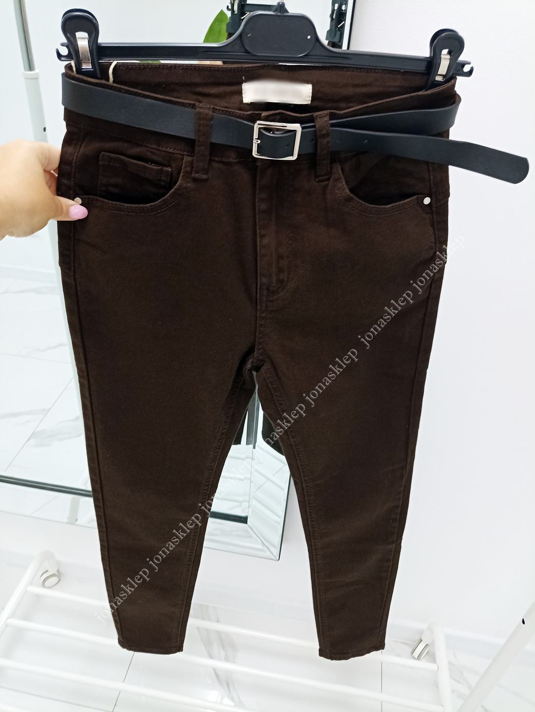 Jeansy czekoladowe PUSH UP casual brown PLUS SIZE