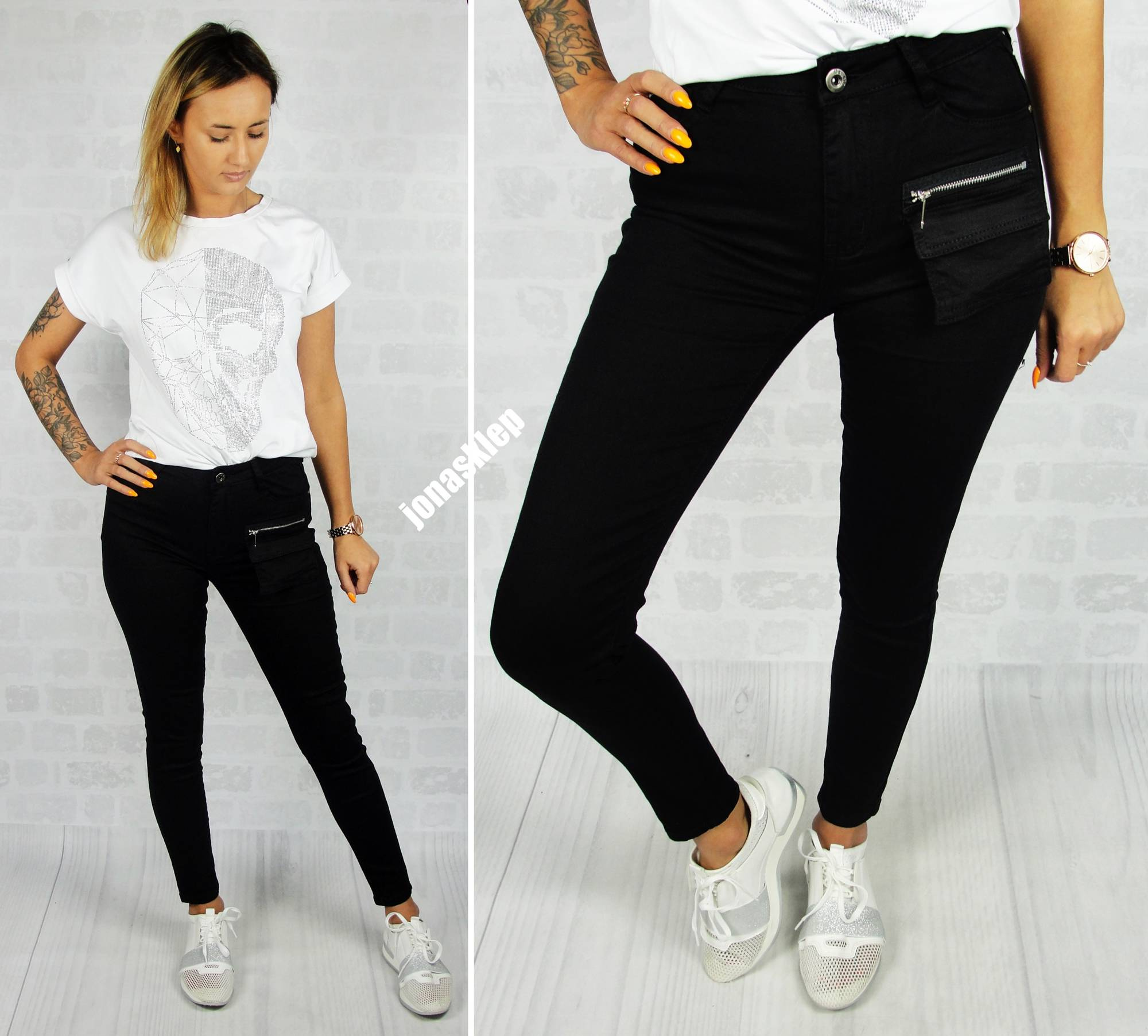 black PUSH UP RURKI czarne rurki SASZETKA