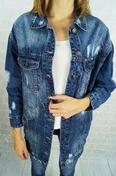 Jeansowa kurtka z rozdarciami
