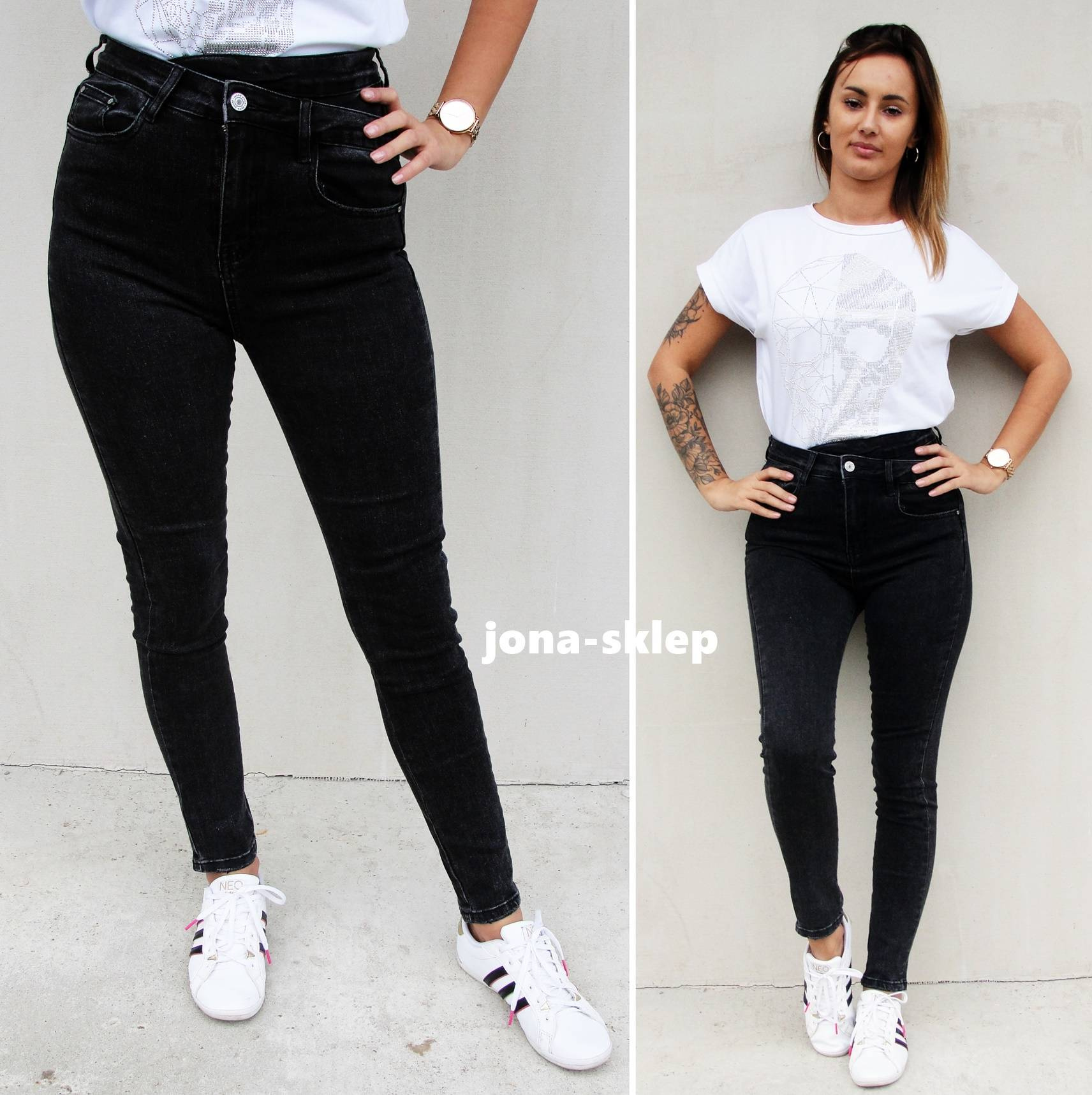 NEW zdobienia JEANS PUSH UP black pas