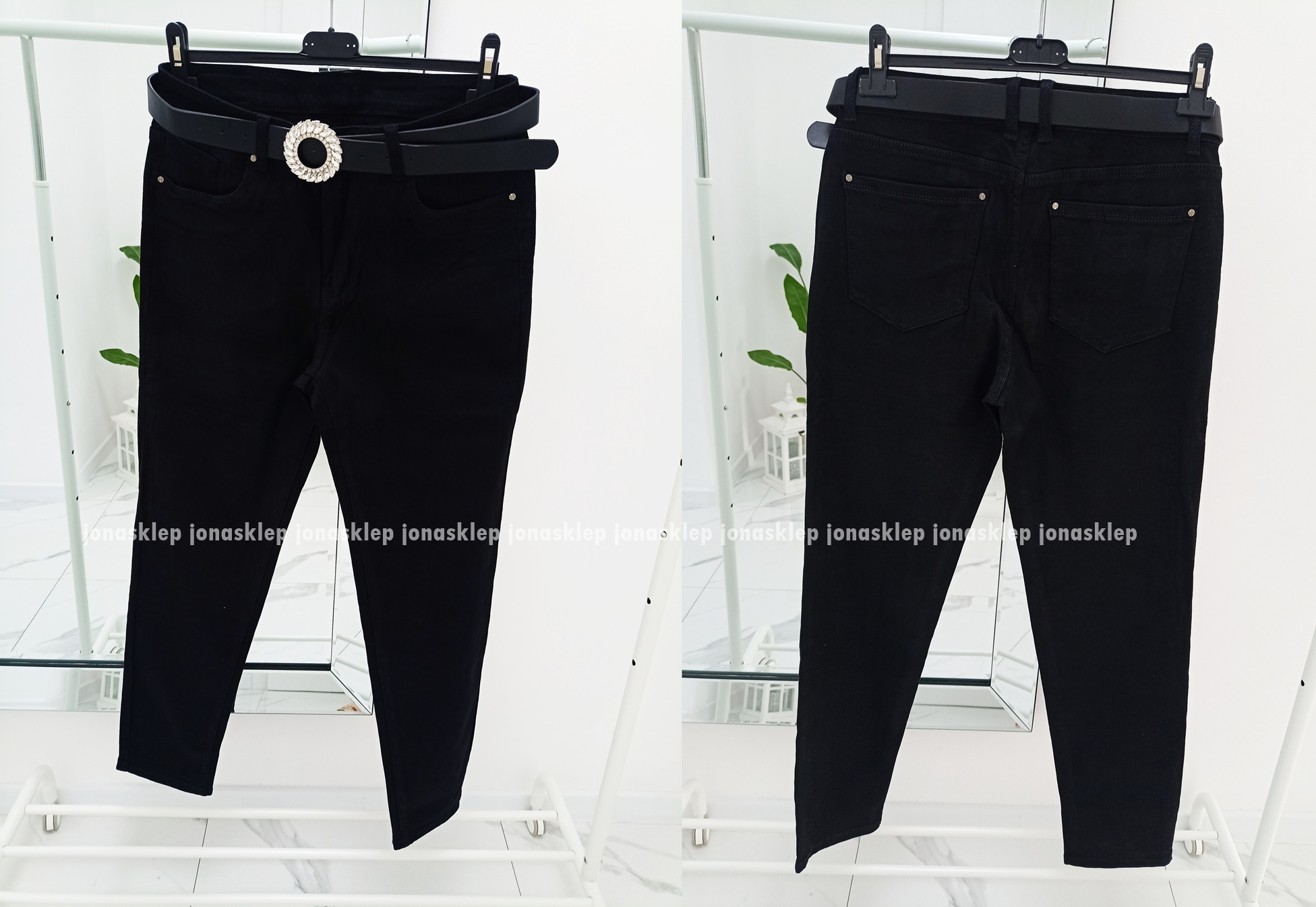 Czarne jeansy damskie BLACK mom fit PLUS SIZE 