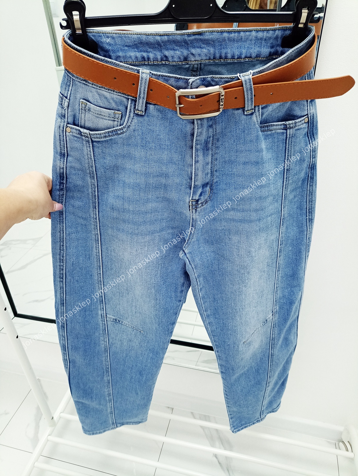 BALLON casual baggy JASNE przeszycia PLUS SIZE pasek