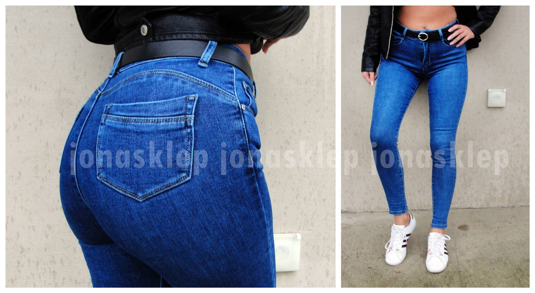 Jeansy damskie RURKI ciemne PUSH UP