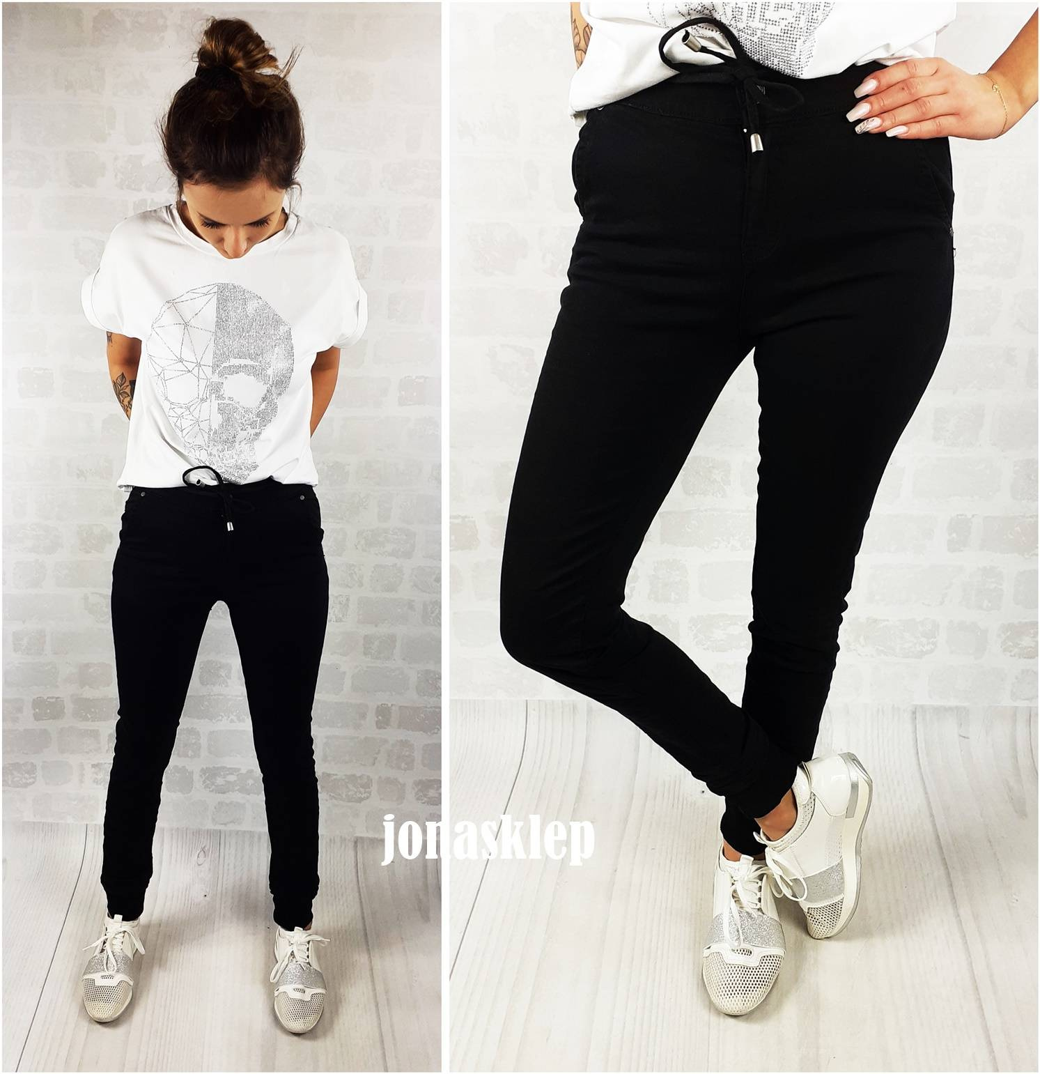 Spodnie gumka joggery ściągacz BLACK