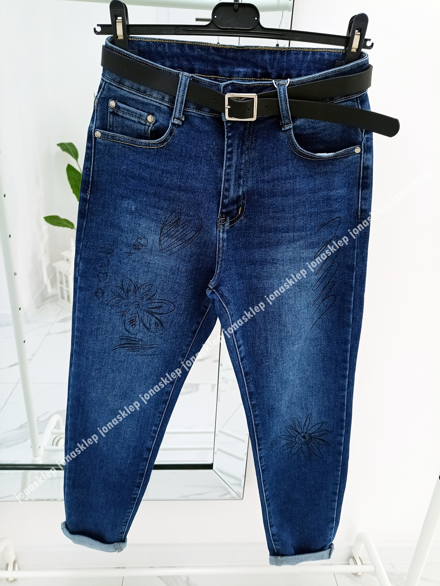 PRINT mom fit casual nadruk BLUE baggy PLUS SIZE