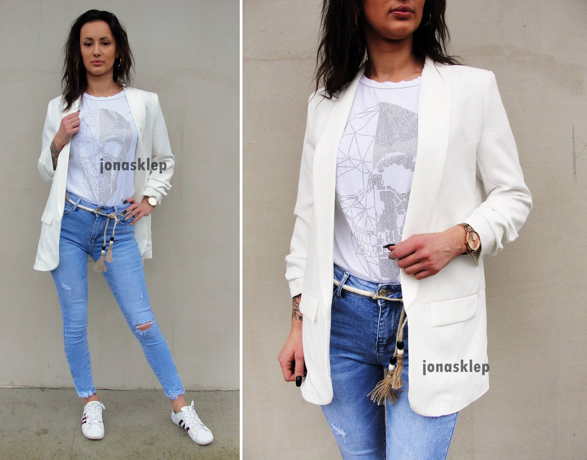 Stylowy żakiet Biały elegance MARYNARKA
