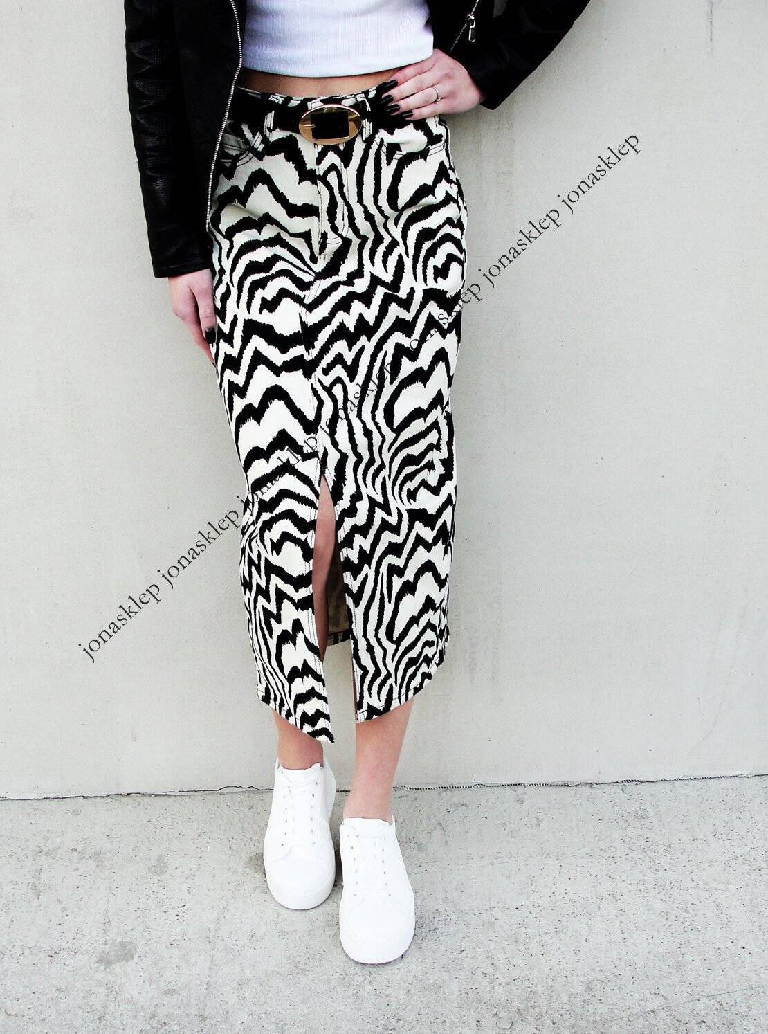 Dwukolorowa jeans Spódnica MAXI MIDI rozporek