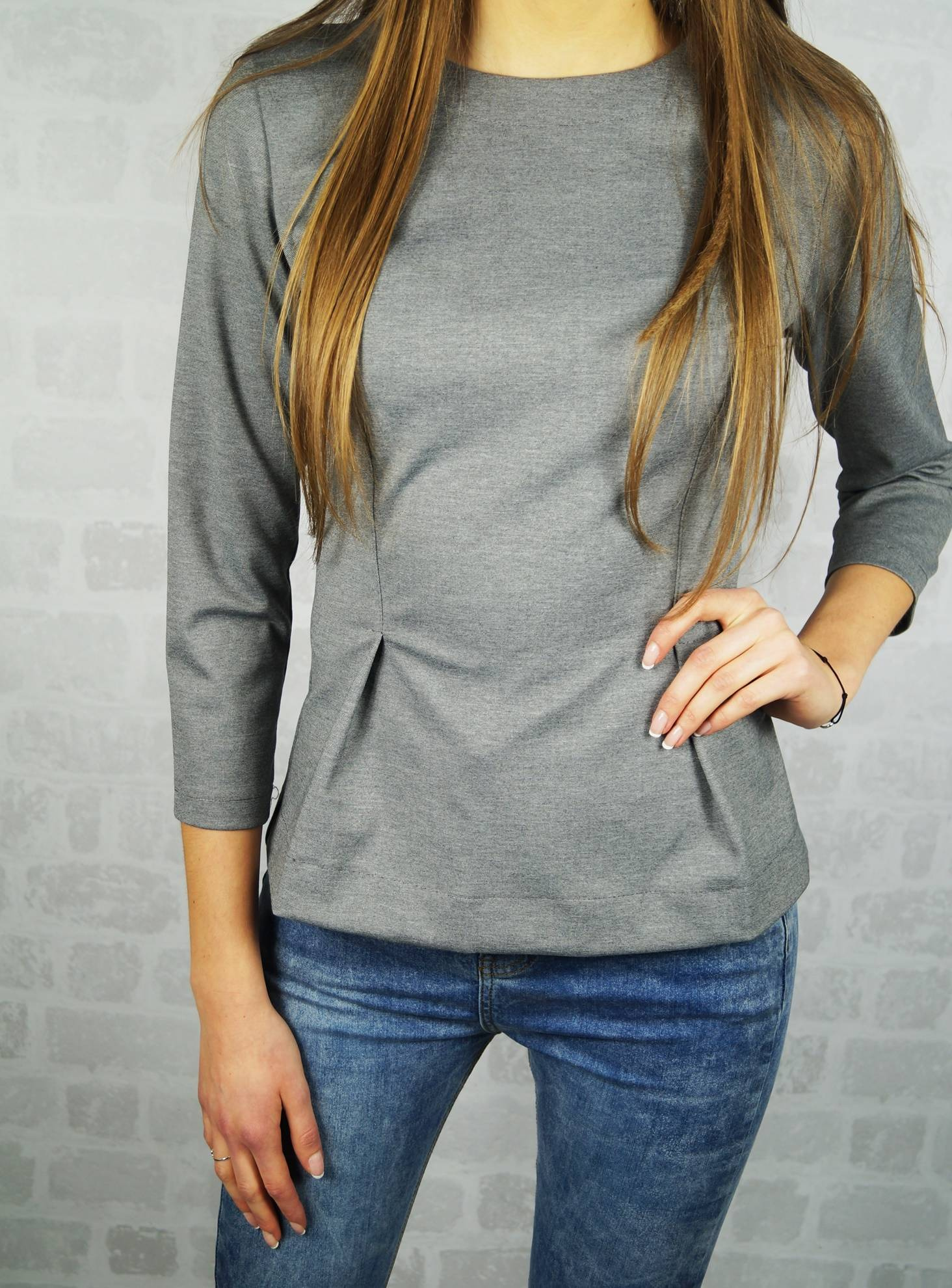 STYLOWA SUBTELNA BLUZKA  BASKINKA GRAY