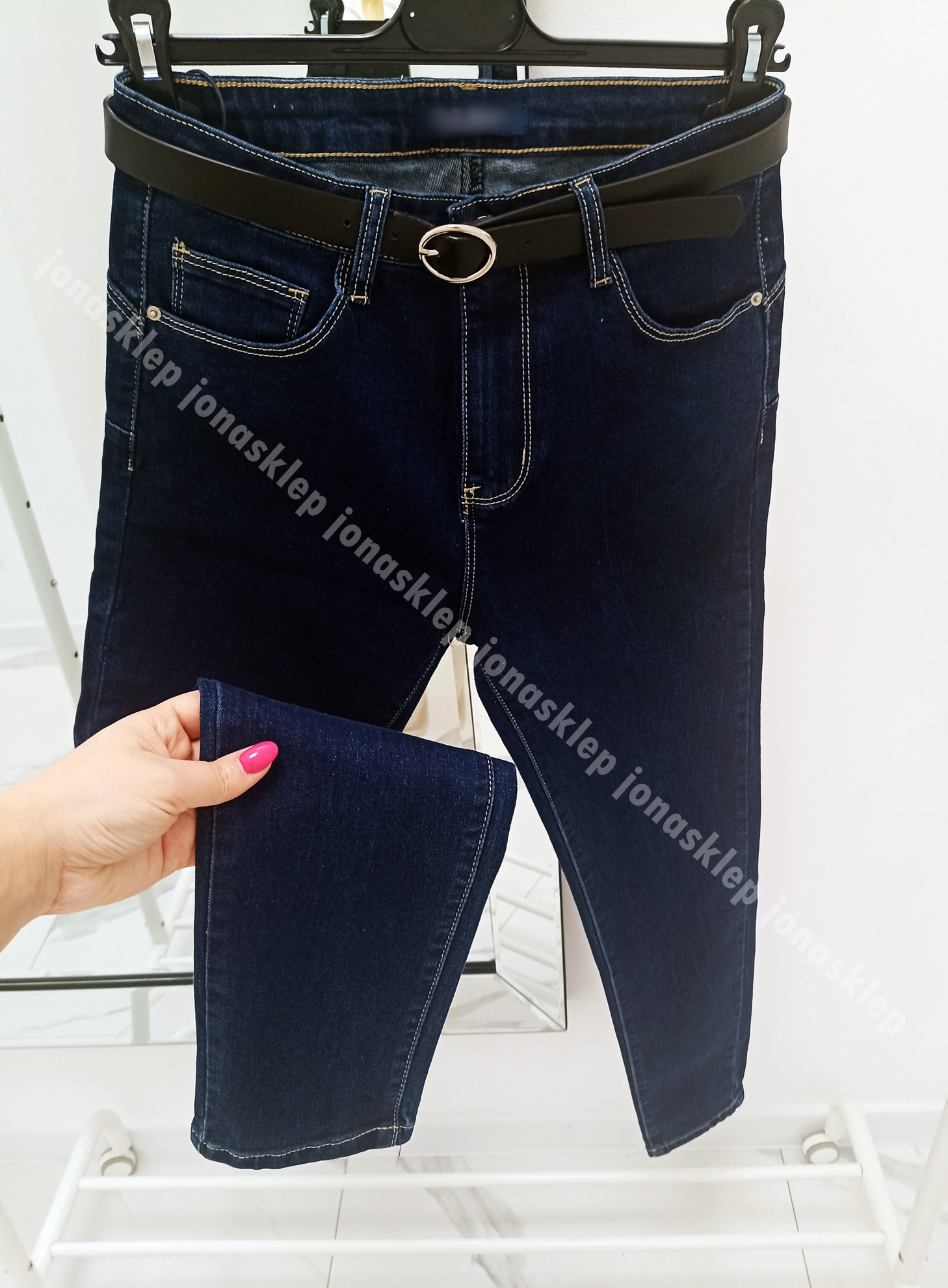 Ciemne jeansy DAMSKIE rurki push up PLUS SIZE