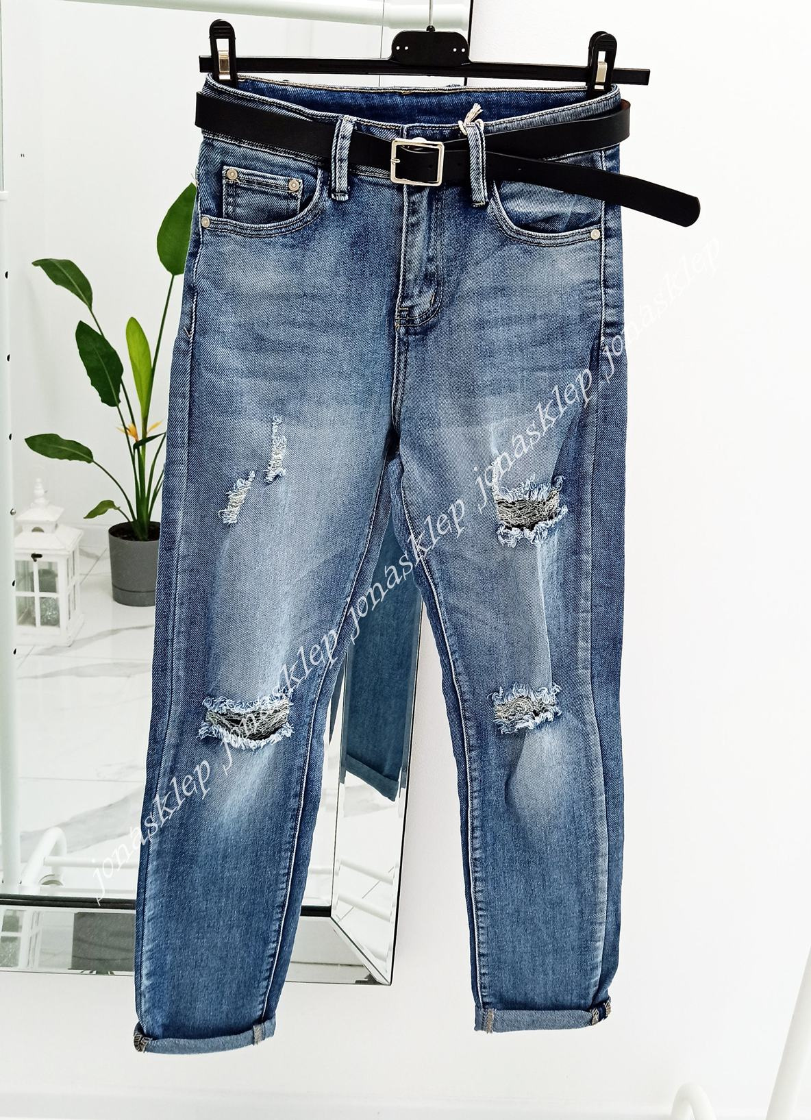 DENIM CASUAL jeansy PRZETARCIA dziury HOLES