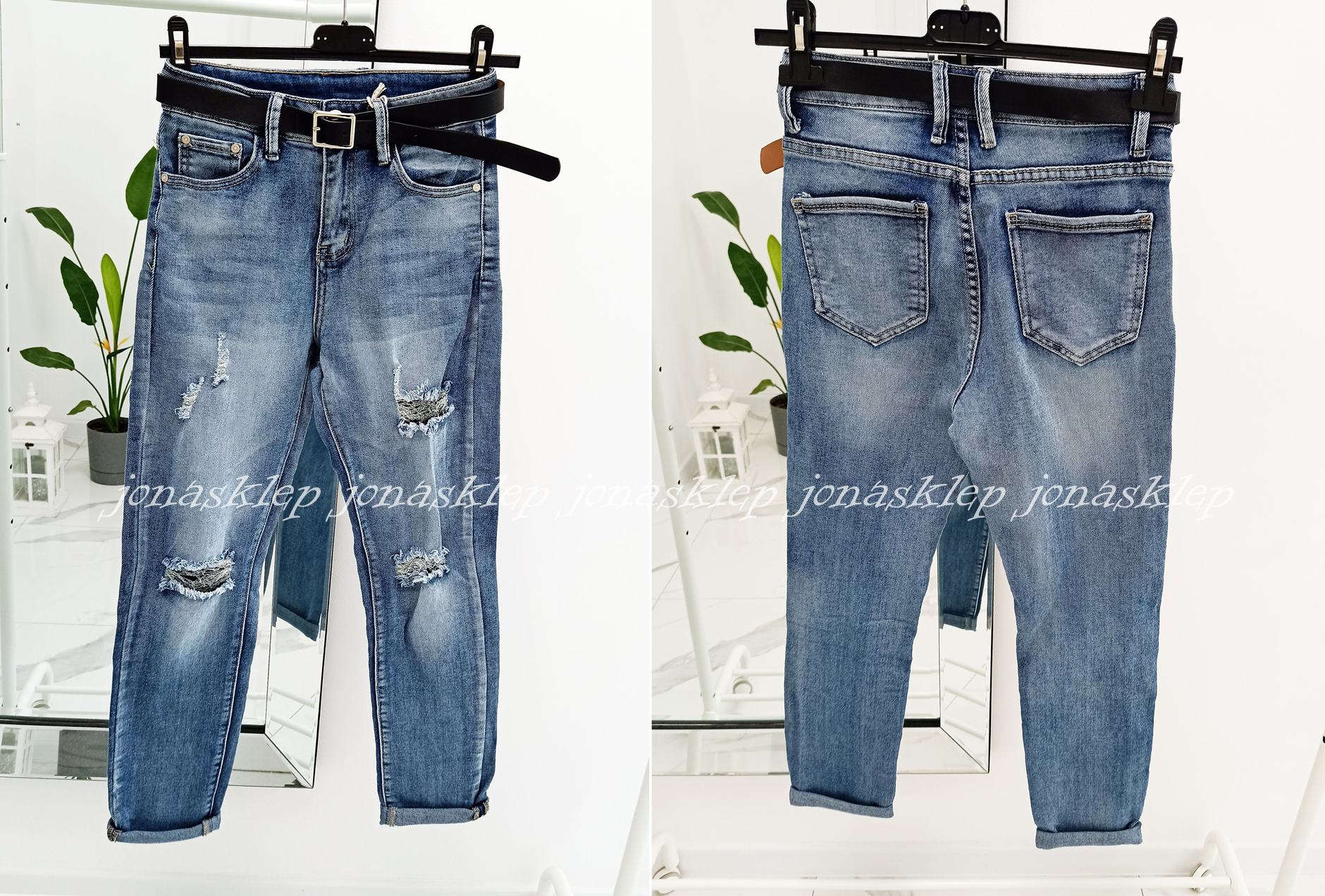 DENIM CASUAL jeansy PRZETARCIA dziury HOLES