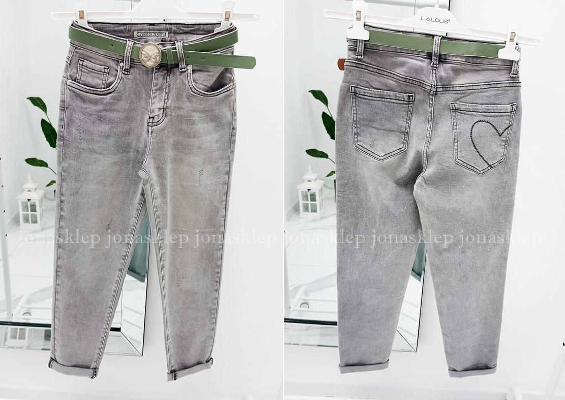 GRAY mom fit casual baggy serce PASEK