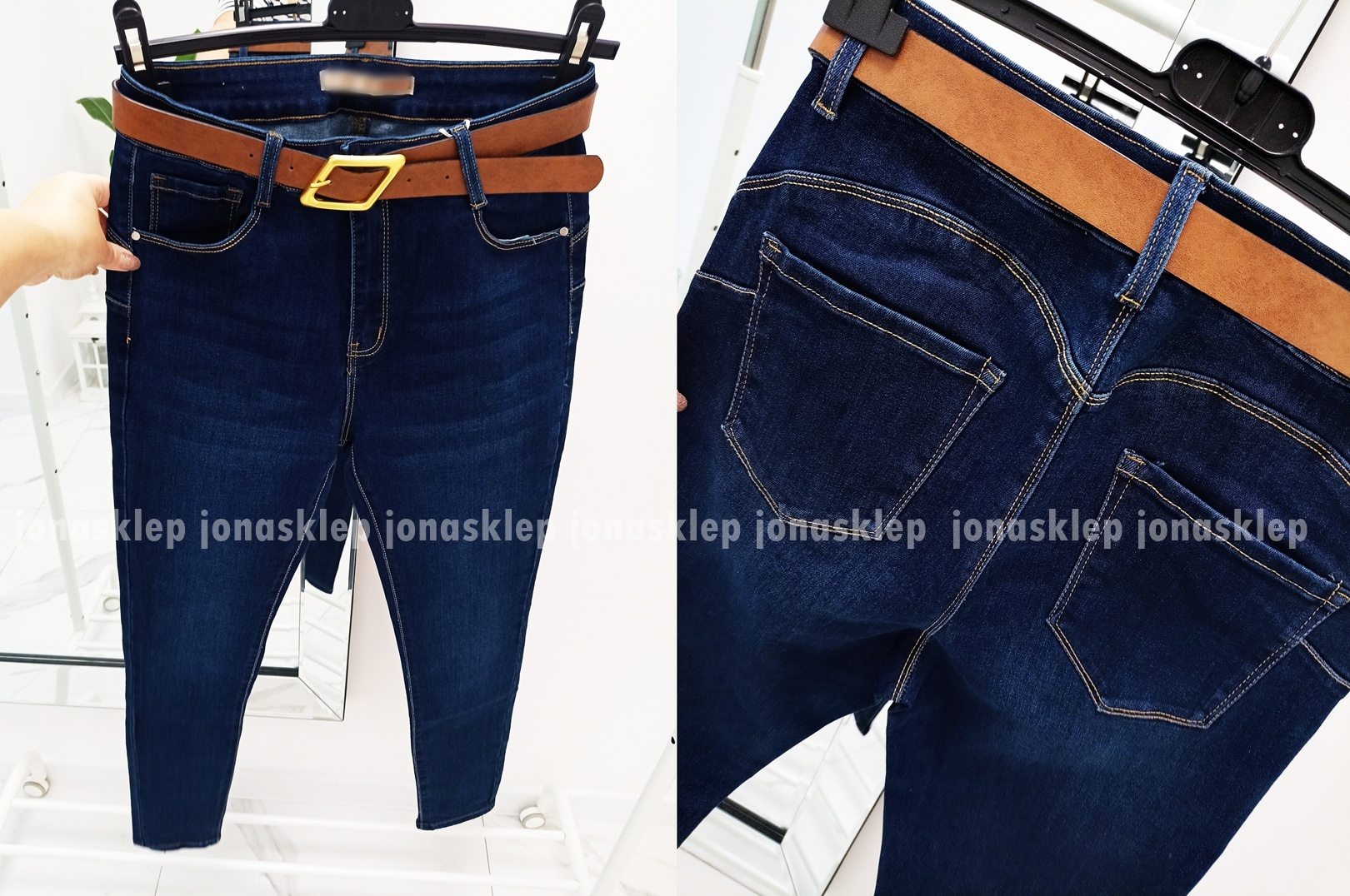 Ciemne jeansy DAMSKIE rurki push up PLUS SIZE