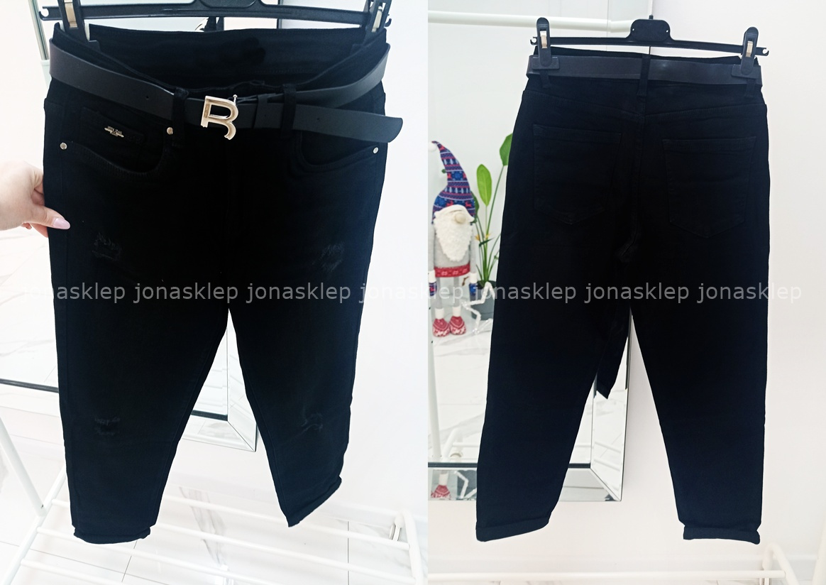 Czarne jeansy DZIURY BLACK mom fit PLUS SIZE 