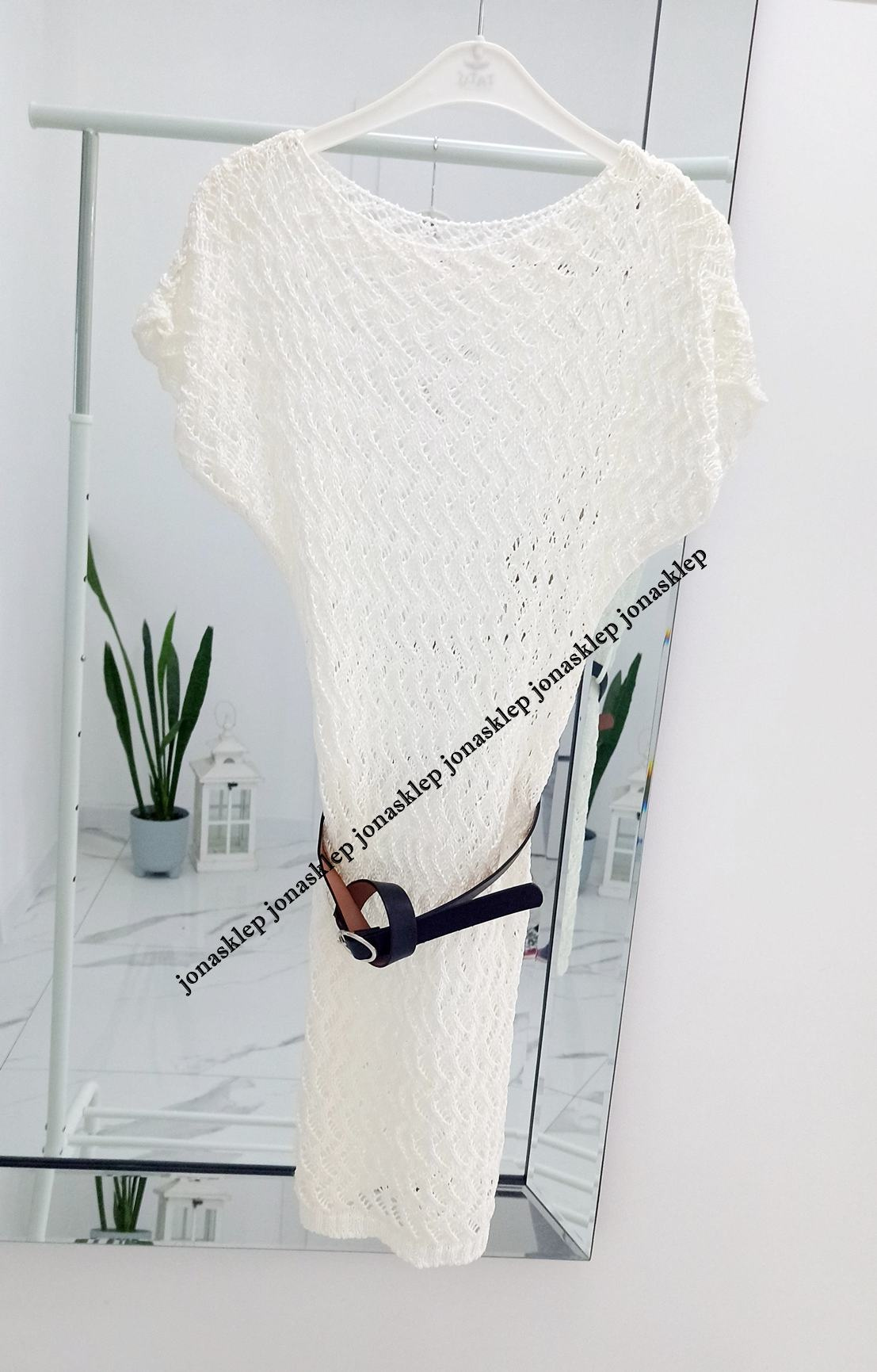 Letnia sukienka tunika ażur Pareo biała narzutka