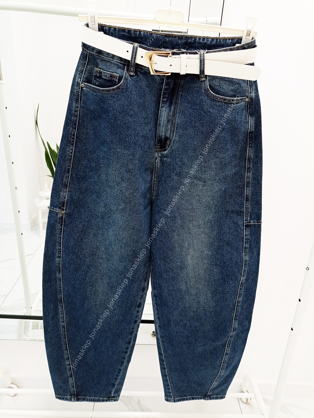 MAYBE mom fit casual ballon dark przeszycia PLUS SIZE