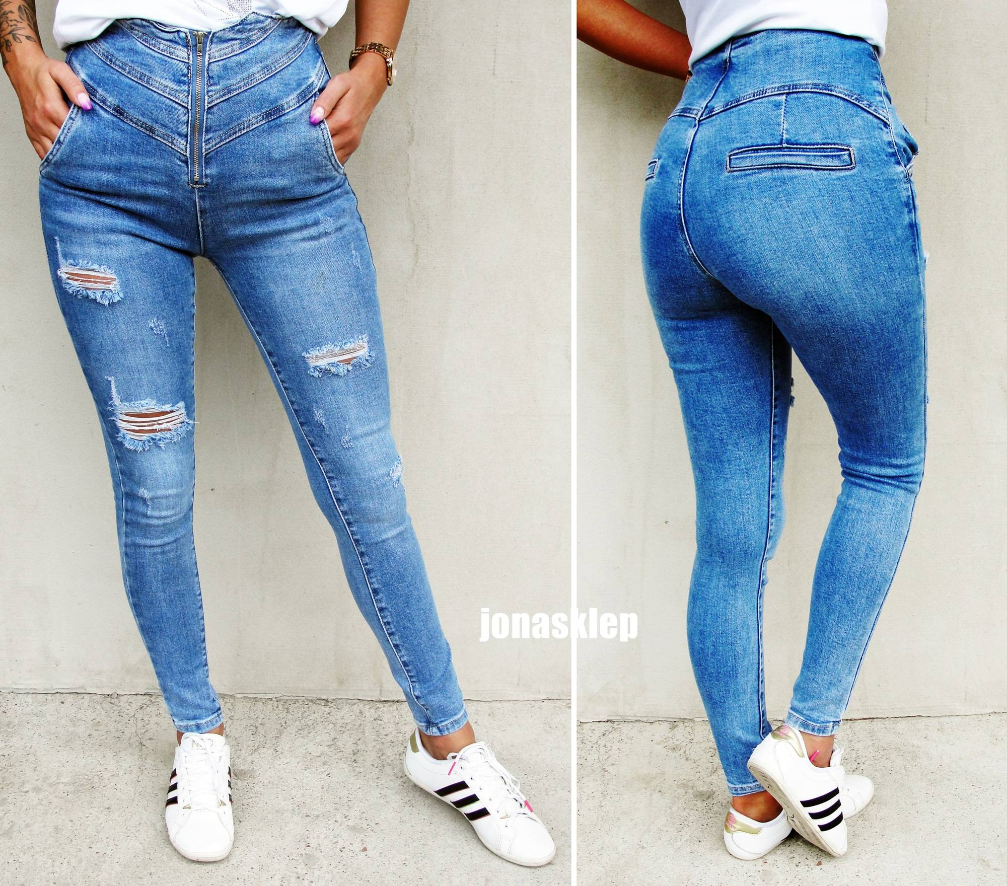 CLASSIC zamek pas jeansy pas LADY dziury
