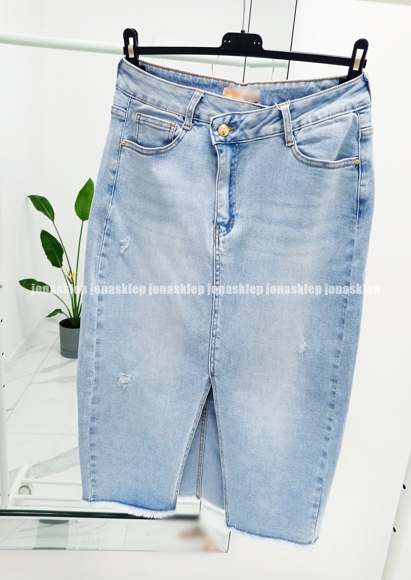 Jeansowa Spódnica MAXI MIDI rozporek plus size