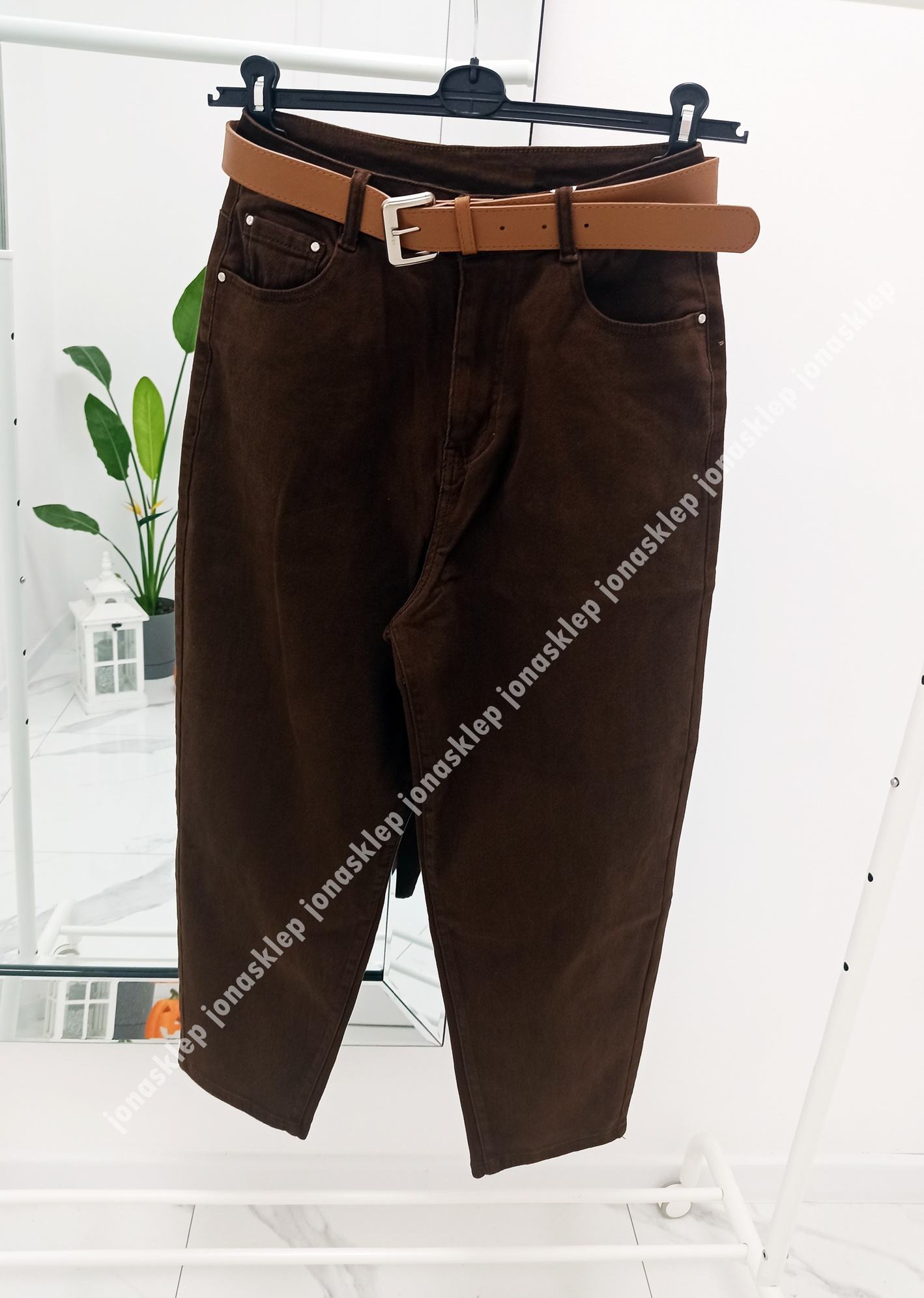 BALLON JEANS casual czekoladowe PASEK PLUS SIZE