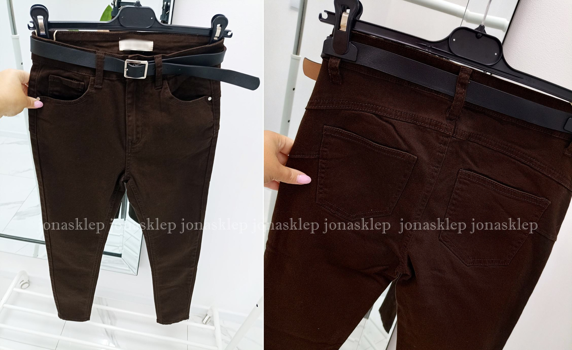 Jeansy czekoladowe PUSH UP casual brown PLUS SIZE