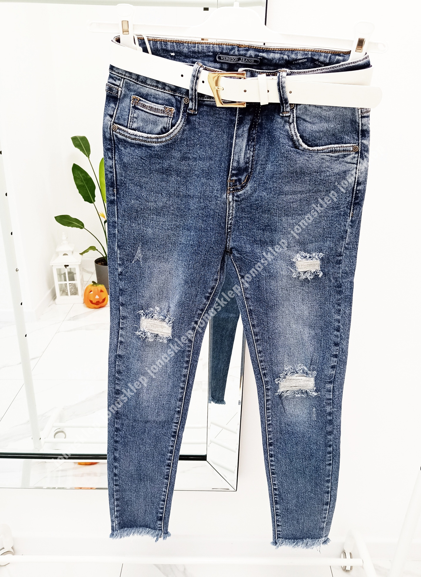 Jeansy damskie PRZETARCIA dziury PLUS SIZE