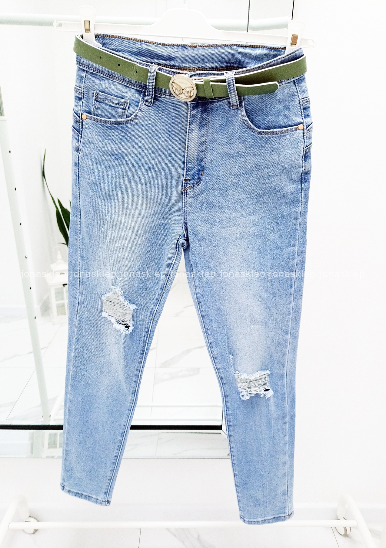 Jeansy damskie PUSH UP JASNE dziury PLUS SIZE