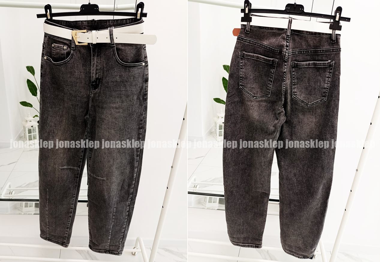 MAYBE mom fit casual ciemne przeszycia PLUS SIZE