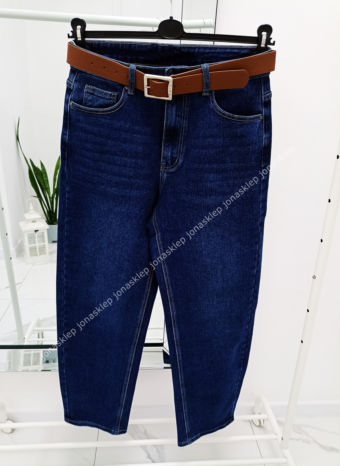 BALLON JEANS casual blue dark PASEK PLUS SIZE