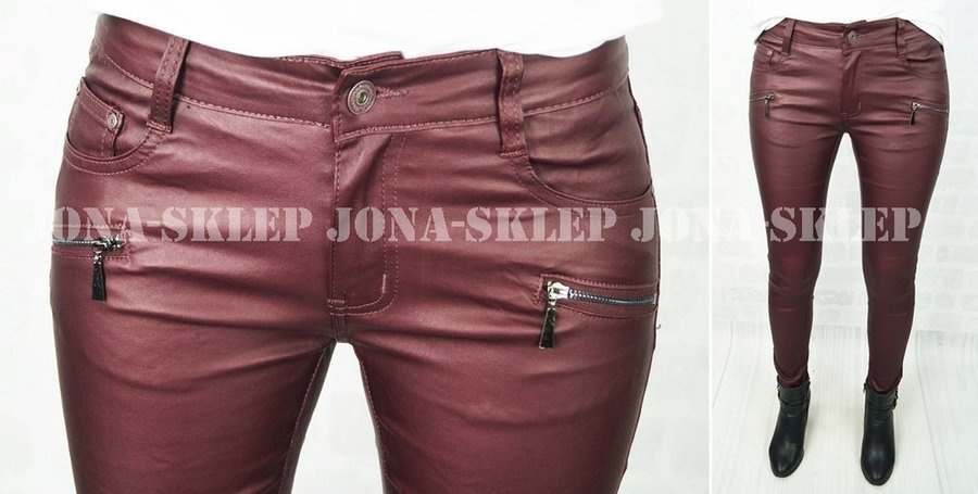 Woskowane bordo rurki ZAMKI NA BIODRACH