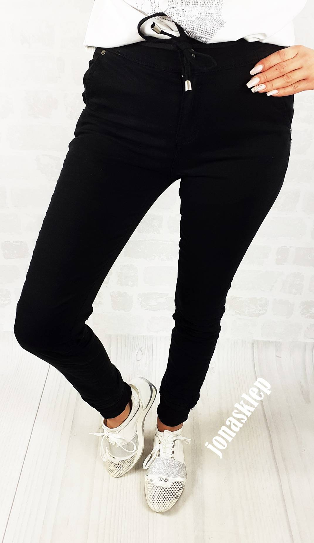Spodnie gumka joggery ściągacz BLACK