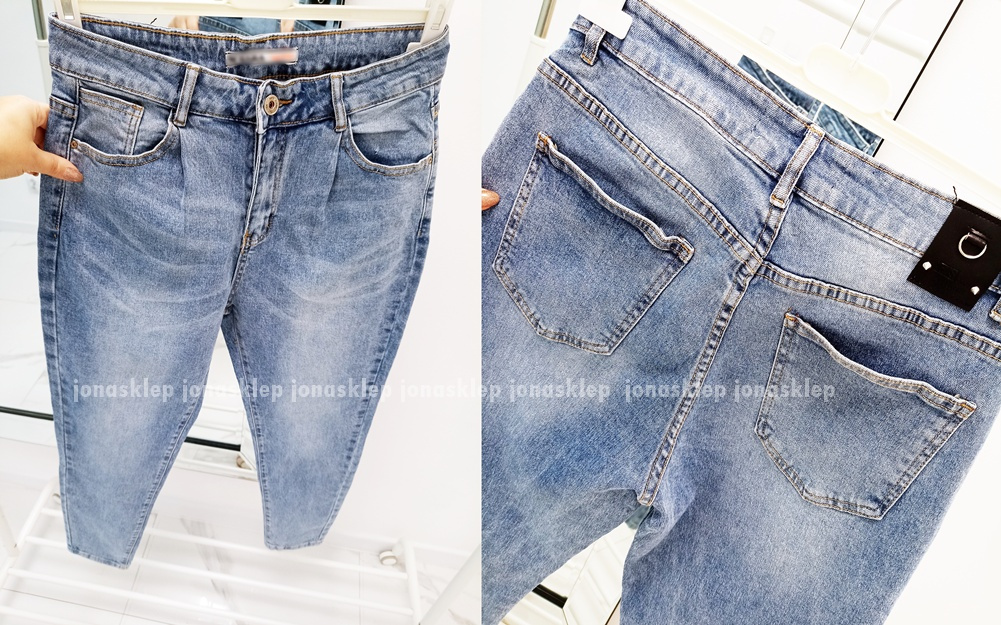 Jasne spodnie MOM FIT chinos zaszewki PLUS SIZE 