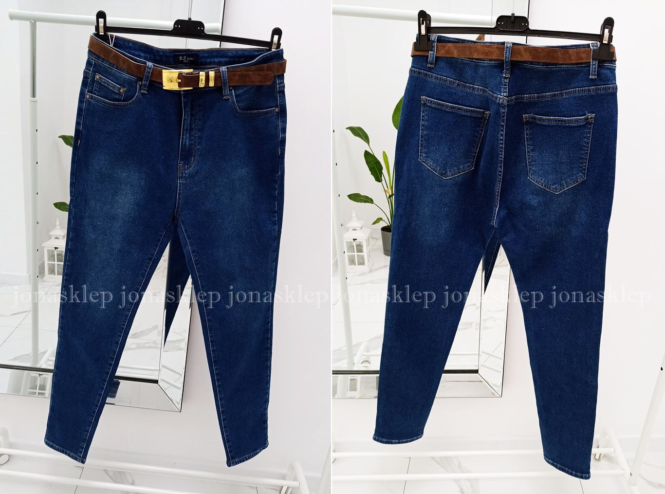 Premium jeansy DAMSKIE rurki push up blue PLUS SIZE