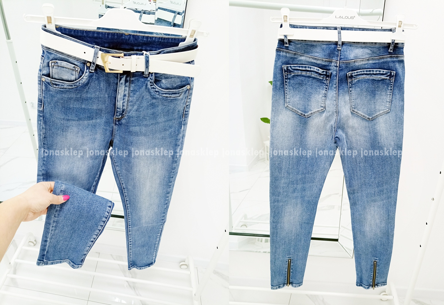 Jasne spodnie z Zamkami slim fit zip PLUS SIZE 